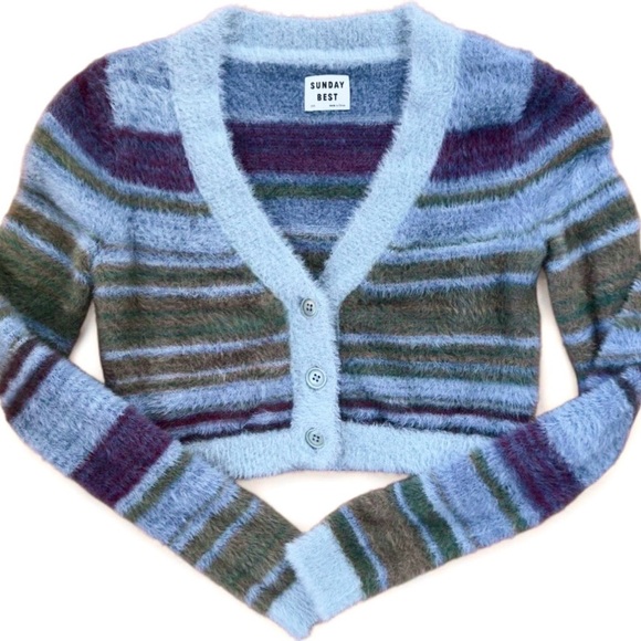 Aritzia Sweaters - Aritzia Sunday Best Reese Striped Fuzzy Cardigan